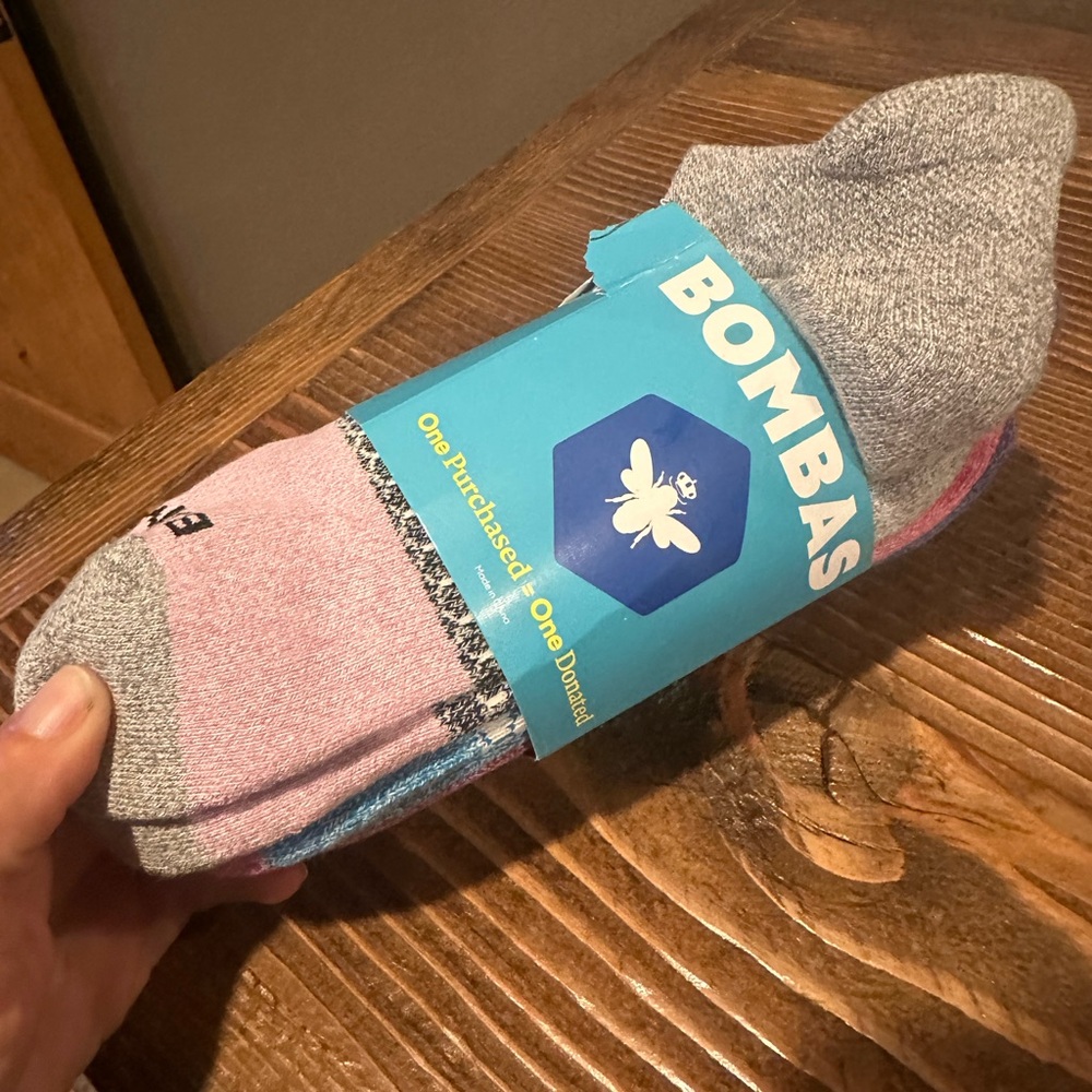 Bombas Pink and Gray Casual Socks